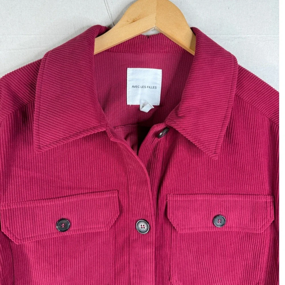 Avec Les‎ Filles Cropped Corduroy Jacket size Medium Raspberry Red